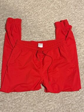 Adult Red Elastic-Waist Drawstring Bottoms